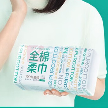 全棉时代 PURCOTTON 经典系列全棉柔巾 L码 45g,200*200mm 100片/包 6包/提