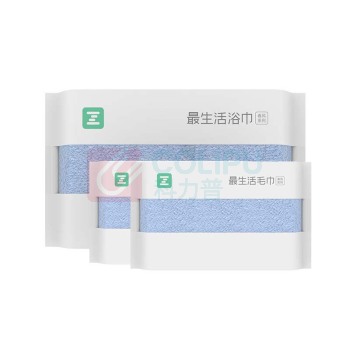 最生活 毛浴三件套 A-1001 浴巾1条 毛巾2条 棉 (蓝色)