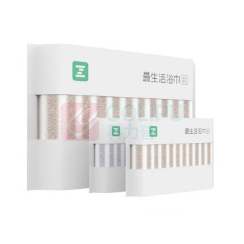 最生活 毛浴三件套 A-1007 浴巾1条 毛巾2条 棉 (棕白/灰白)