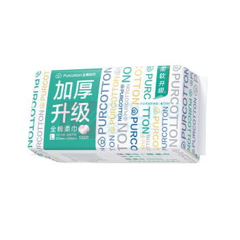 全棉时代 PURCOTTON 全棉柔巾 60G平纹 200mm*200mm 100片/包