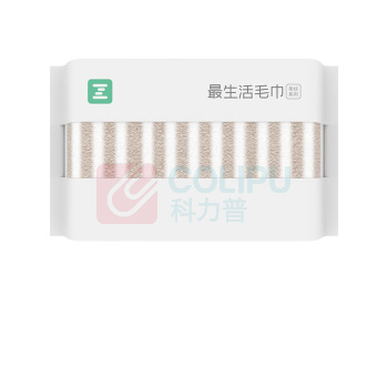 最生活 轻柔条纹毛巾 棕白 34*70cm