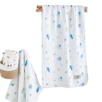 全棉时代 PURCOTTON 泡芙纱布浴巾狮子飞机蓝 PTY224011SD07095 95cm×95cm(拉伸尺寸) 1条装
