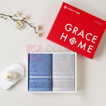 洁丽雅 grace 毛巾 唯爱-2 (粉、灰、橘、兰) 毛巾礼盒双条装