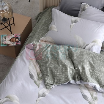 水星家纺 全棉抗菌四件套 清风有信 被套200*230cm/床单230*250cm/枕套48*74cm (灰色)