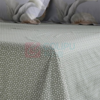 水星家纺 全棉抗菌四件套 清风有信 被套200*230cm/床单230*250cm/枕套48*74cm (灰色)