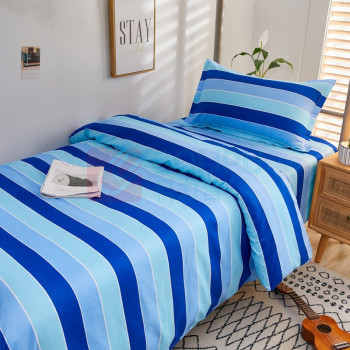 芳恩 FAUNEN 床上用品 三件套 被套:L210×B150cm 床单:L220*150cm 枕套L74×B48cm (蓝绿条) 80支新疆长绒棉