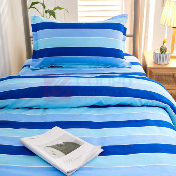 芳恩 FAUNEN 床上用品 三件套 被套:L210×B150cm 床单:L220*150cm 枕套L74×B48cm (蓝绿条) 80支新疆长绒棉