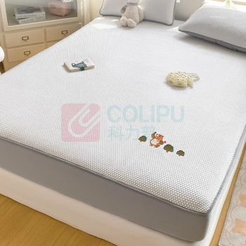 无印良品 A类抗菌冰豆豆床笠三件套 WYBSX09 150*200cm 180*200cm (蜂窝-刺绣丛林熊 白色)