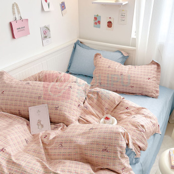 和茧 全棉印花四件套 HJ2001 被套:200*230cm*1 床单:230*245cm*1 枕套:48*74cm*2