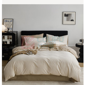 无印良品 四件套 WY4YH145 被套200*230cm 床单230*245cm 枕套48*74cm*2 (莺时) AB版