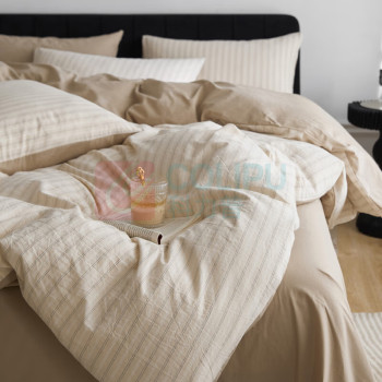 无印良品 四件套 WY4YH145 被套200*230cm 床单230*245cm 枕套48*74cm*2 (莺时) AB版