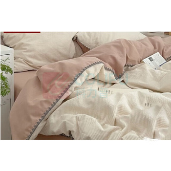 无印良品 四件套 WY4YH132 被套200*230cm 床单230*245cm 枕套48*74cm*2 (条纹咖) AB版