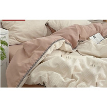 无印良品 四件套 WY4YH132 被套200*230cm 床单230*245cm 枕套48*74cm*2 (条纹咖) AB版