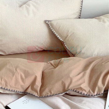 无印良品 四件套 WY4YH132 被套200*230cm 床单230*245cm 枕套48*74cm*2 (条纹咖) AB版