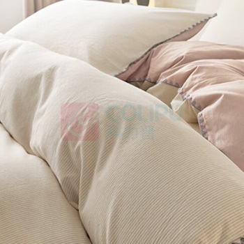 无印良品 四件套 WY4YH132 被套200*230cm 床单230*245cm 枕套48*74cm*2 (条纹咖) AB版