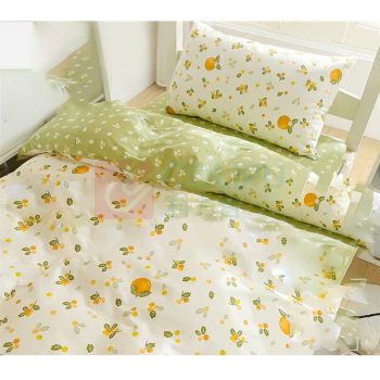 无印良品 全棉A类抑菌三件套 WY3YH061 被套 150*200CM 床单 160*230CM 枕套 48*74CM*1 (砂糖橘) AB版