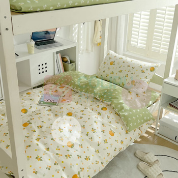 无印良品 全棉A类抑菌三件套 WY3YH061 被套 150*200CM 床单 160*230CM 枕套 48*74CM*1 (砂糖橘) AB版