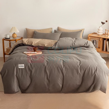 无印良品 全棉抑菌四件套 WY4YH001 220*240cm (咖棕拼卡其)
