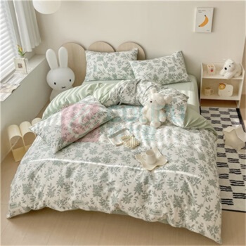 无印良品 A类全棉床上四件套 MJ-T2024-0285 200*230cm (绿意盎然)