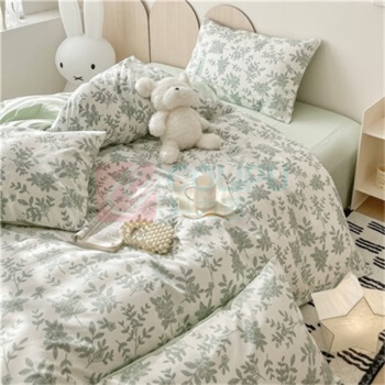 无印良品 A类全棉床上四件套 MJ-T2024-0285 200*230cm (绿意盎然)