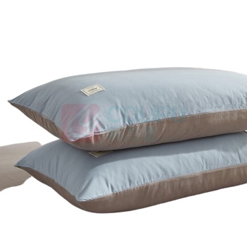 无印良品 全棉A类抑菌枕套 WYZT001 48*74cm*2 (浅蓝拼浅灰 AB版)