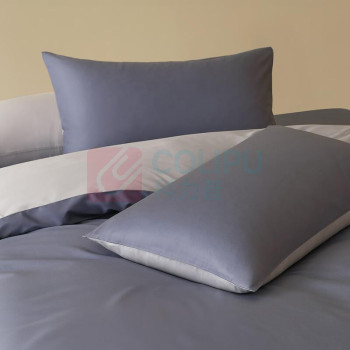 水星家纺 100%a类全棉四件套 AC50QD04 被套 220X240CM 床单 270X245CM 枕套 48X74CM*2 (云灰幻蓝)