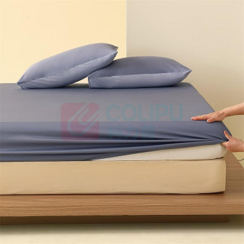 水星家纺 100%a类全棉四件套 AC50QD04 被套 220X240CM 床单 270X245CM 枕套 48X74CM*2 (云灰幻蓝)