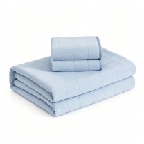 水星家纺 雪糕席三件套 XD51QK03 凉席1.5x2m+枕套48*74cm*2 (蓝色) 床笠款