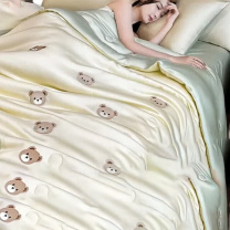 无印良品 亲肤A类抗菌仿天丝单麻夏被四件套 WYXLB165 被套200*230cm,枕套48*74cm*2,床单230*245cm