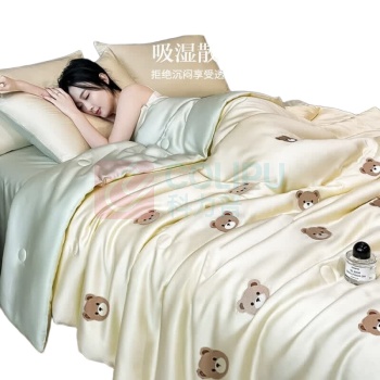 无印良品 亲肤A类抗菌仿天丝单麻夏被四件套 WYXLB165 被套200*230cm,枕套48*74cm*2,床单230*245cm