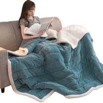 无印良品 抗菌夹棉三层毛毯 WYMT45 150*200cm (蓝白)