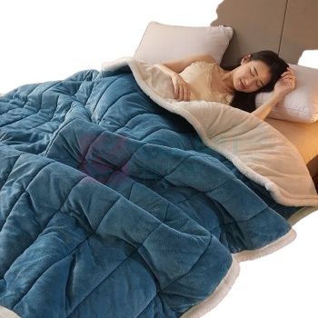 无印良品 抗菌夹棉三层毛毯 WYMT45 150*200cm (蓝白)