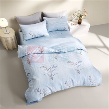 罗莱 LUOLAI 全棉四件套 青瓷兰枝 枕套:48*74cmX2 被套:200*230cmX1 床单:230*240cmX1