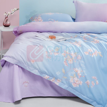 罗莱 LUOLAI 100%纯棉床上四件套被套床单 1.5米床 200*230cm (紫)