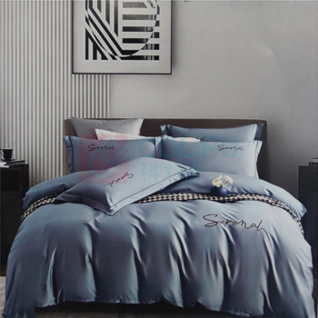 芳恩 FAUNEN 全棉轻奢刺绣四件套 FN-Z8038 床单：1245x250cm；被套：200x230cm；枕套：48x74cm (樱花粉；宾利蓝)