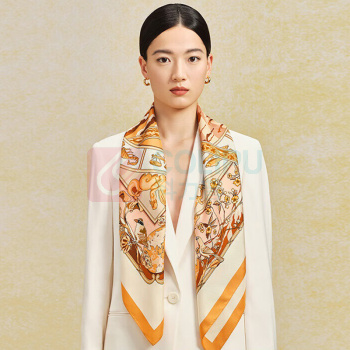 万事利 真丝丝巾女大方巾桑蚕丝披肩 星语 88*88cm (橙色)