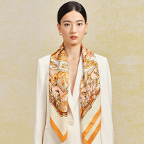 万事利 真丝丝巾女大方巾桑蚕丝披肩 星语 88*88cm (橙色)