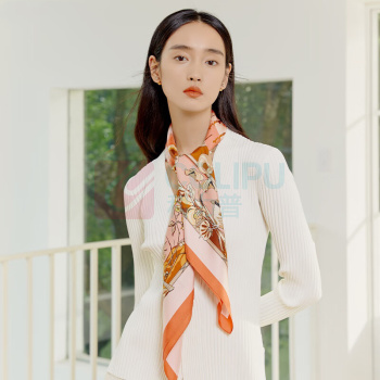 万事利 真丝丝巾女大方巾桑蚕丝披肩 星语 88*88cm (橙色)
