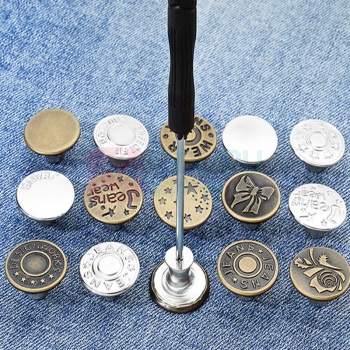 秉优 牛仔裤免缝纽扣 直径17mm 20个装 铜色*10+银色*10+螺丝刀*1