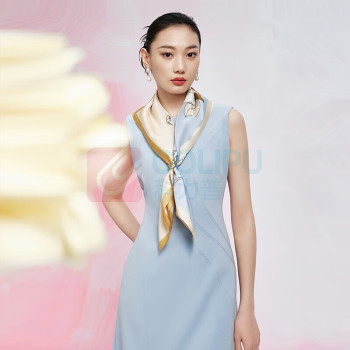 万事利 真丝丝巾双面印花方巾丝巾扣礼盒玉兰赋 75cm (蓝色)