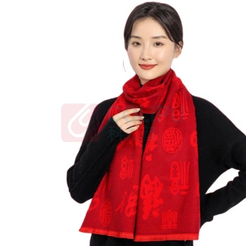 欧妮姿 百福红围巾 180*30cm (红色)