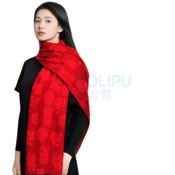 欧妮姿 百福红围巾 180*30cm (红色)