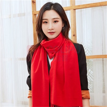 欧妮姿 围巾 仿羊绒30*180cm (红色)