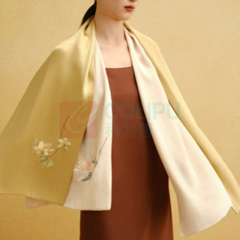 万事利 真丝丝巾 150*30cm 一条装 (香槟色) 桑蚕丝苏绣刺绣长巾送妈妈母亲女友七夕情人节教师中秋节生日礼物礼盒装