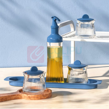 乐唯诗 乐妙油壶调味罐四件套 LM/L4 油壶500ml、调味罐280ml (蓝色/灰色随机发货)