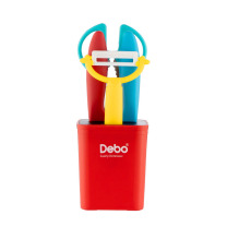 德铂 Debo 萨曼塔水果刀不锈钢瓜刨套装 DEP-683 五件套 配置 :水果刀*2、瓜刨*1、厨房剪*1底座*1