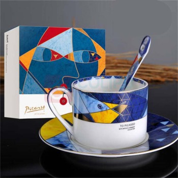 毕加索 PICASSO 骨瓷《飞翔》咖啡杯碟套装 一杯一碟一勺