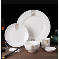 UOSU 酒店摆台餐具 七件套 碗，骨碟，勺，杯，筷架，味碟 ，大垫盘 