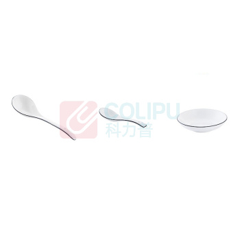 友来福 陶瓷餐具碗菜盘子黑边简白 AB0744 12头