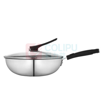 德铂 Debo 卡诺亚配盖(炒锅) DEP-DS230 32CM (不锈钢色) 炒锅*1、玻璃可立盖*1